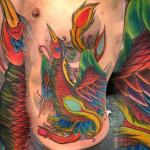 sean crane tattoo pheonix rib piece full colour
