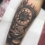 Steve_crane_tattoo_pocket_watch_and_rose_roman_numerals